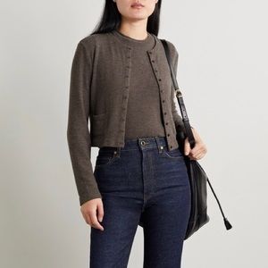 LESET Lauren Cropped Brushed Stretch-Knit Brown Size S Three-Piece Set